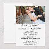 Invitation L'amour est patient Annonce de mariage Réception (Devant / Derrière)