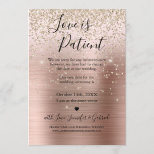 Invitation L'amour est patient : annonce de mariage reportée