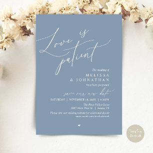 Invitation L'amour est patient, Annonce de report de mariage