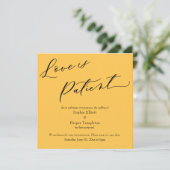 Invitation L'amour est Patient Apricot Postponed Mariage Card (Debout devant)