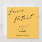 Invitation L'amour est Patient Apricot Postponed Mariage Card (Devant)