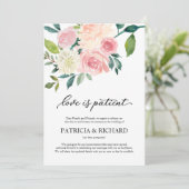 Invitation L'Amour Est Patient Blush Floral Mariage Postponem (Debout devant)