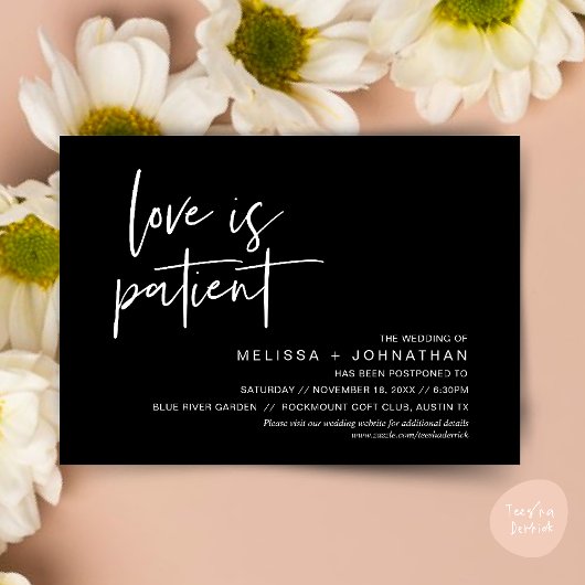 Invitation L'amour est patient, Changez notre date de mariage