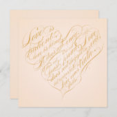 Invitation L'amour est patient.. coeur de calligraphie or cla (Devant / Derrière)