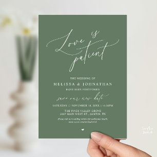 Invitation « L'amour est patient » Mariage Changement de date