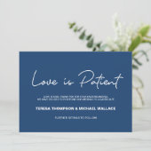 Invitation L'amour est Patient Marine Blue Mariage Postponeme (Debout devant)