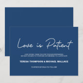 Invitation L'amour est Patient Marine Blue Mariage Postponeme (Devant / Derrière)
