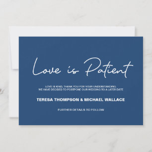 Invitation L'amour est Patient Marine Blue Mariage Postponeme