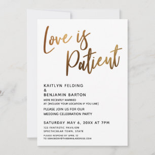 Invitation L'amour est Patient Or Écriture Simple Réception