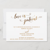 Invitation L'amour est Patient Postponed Mariage Gold Script  (Devant)
