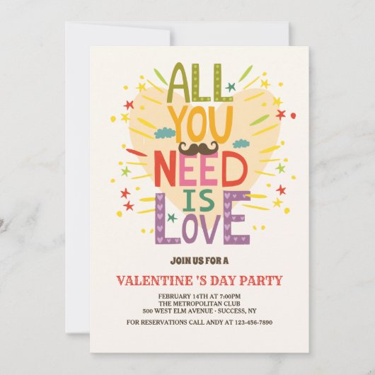 Invitation L'amour est tout ce dont vous avez besoin Invitati (Devant)