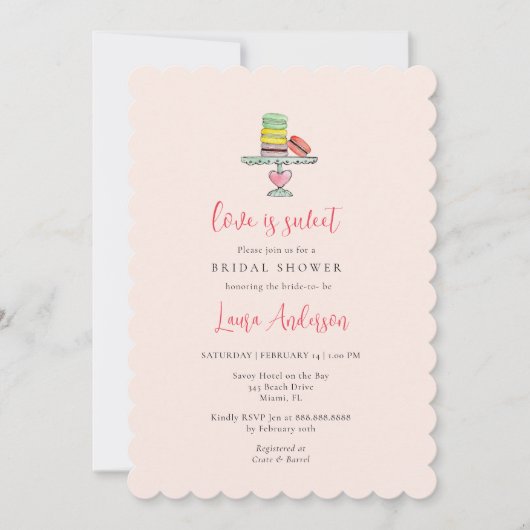 Invitation L'amour est un macaron de mariage doux (Devant)