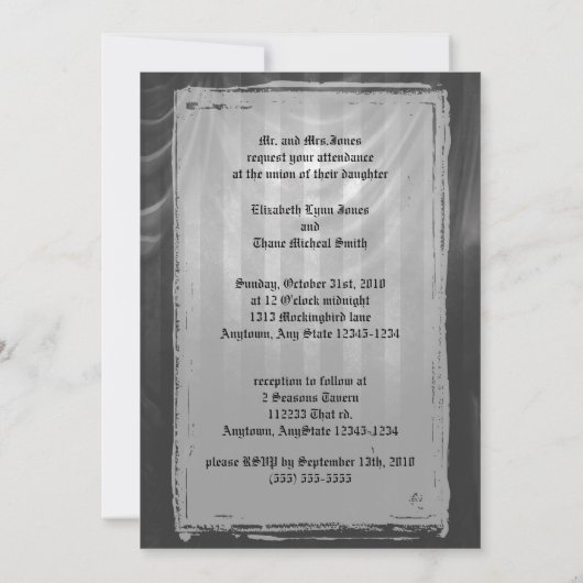 Invitation L'amour est un Mariage gothique éternel (Dos)