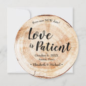 Invitation L'amour est un mariage patient ajournement Wood Ph (Devant)