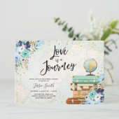 Invitation L'amour est une Fête de l'mariée Voyage Floral ble (Debout devant)