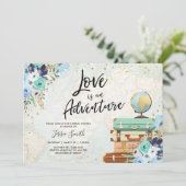 Invitation L'amour est une Fête des mariées Florale Bleue Ave (Debout devant)