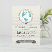 Invitation L'amour fait tourner le monde Fête des mariées Inv (Debout devant)