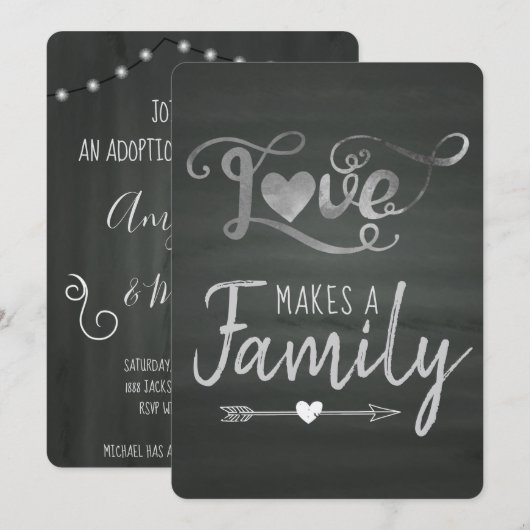 Invitation L'amour fait une famille - Annonces d'adoption (Devant / Derrière)