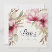 Invitation L'amour floral rose vif n'échoue jamais Mariage de (Dos)