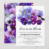 Invitation L'Amour Floral Violet Est En Fête des mariées De F (Devant / Derrière)