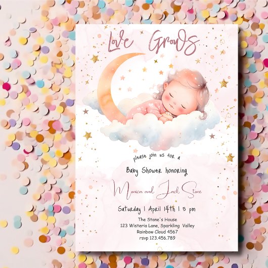 Invitation L'amour grandit, baby shower