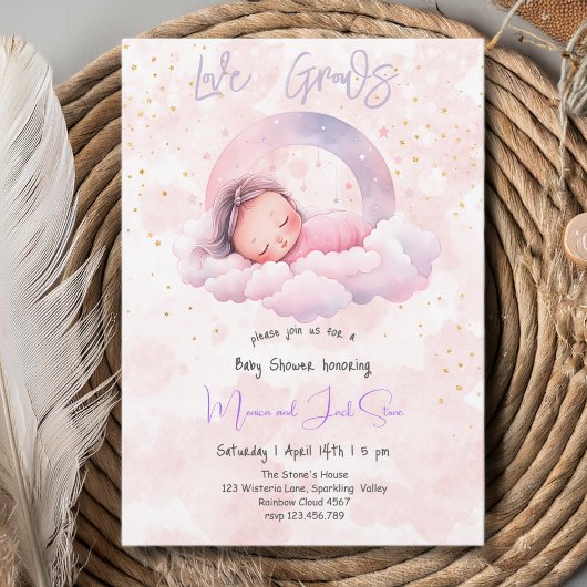 Invitation L'amour grandit, baby shower