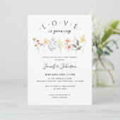 Invitation L'amour grandit Élégant Baby shower Floral (Debout devant)