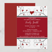 Invitation L'amour grandit | Fête des mariées Red Hearts (Devant / Derrière)