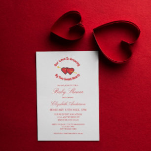 Invitation L'amour grandit pour deux coeurs jumeaux Baby Show