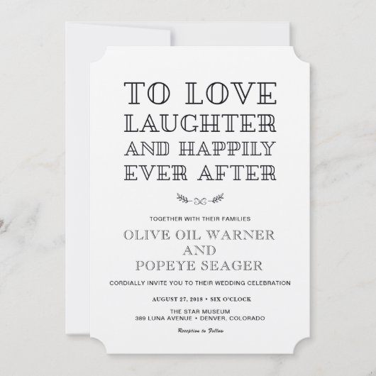 Invitation L'amour, le rire et la joie après le Mariage (Devant)