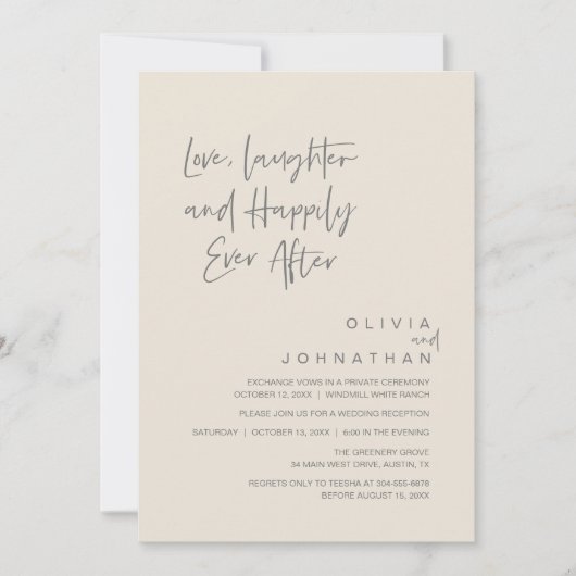 Invitation L'amour, le rire et la joie toujours après, modern (Devant)