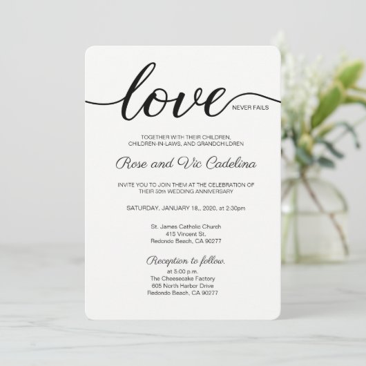 Invitation L'amour Mariage chrétien n'échoue jamais (Debout devant)