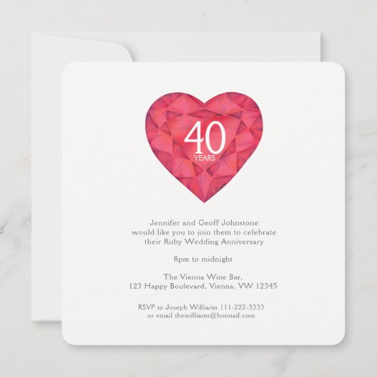 Invitation L'amour mariage Ruby si forte aquarelle cardiaque (Dos)