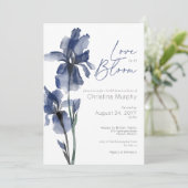 Invitation L'Amour Moderne Bleu Iris Dans La Fête des mariées (Debout devant)