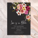 Invitation L'Amour Moderne Est En Fête des mariées Noire En F<br><div class="desc">Notre douche nuptiale noire au charbon "l'amour est en fleur" invitation avec un bouquet saisissant de fleurs sauvages de prairie d'été en rose rousse, magenta, crème et jaune avec la verdure luxuriante, est un chef-d'oeuvre moderne. Le texte blanc immaculé ajoute une touche d'élégance, tandis que l'arrière - plan sombre crée...</div>