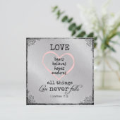 Invitation L'amour n'échoue jamais Bible Verse Mariage (Debout devant)