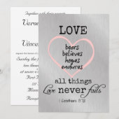 Invitation L'amour n'échoue jamais Bible Verse Mariage (Devant / Derrière)