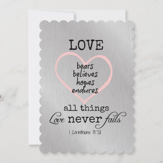 Invitation L'amour n'échoue jamais Bible Verse Mariage (Devant)