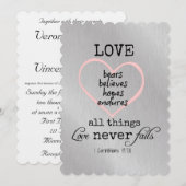 Invitation L'amour n'échoue jamais Bible Verse Mariage (Devant / Derrière)