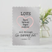 Invitation L'amour n'échoue jamais Bible Verse Mariage (Debout devant)