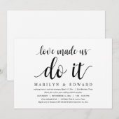 Invitation L'amour nous a fait faire ça, Elopement Moderne de (Devant / Derrière)