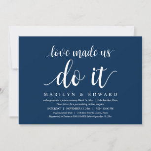 Invitation L'amour nous a fait le faire, Elopement Moderne de