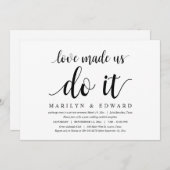 Invitation L'amour nous a fait le faire, Elopement Moderne de (Devant / Derrière)