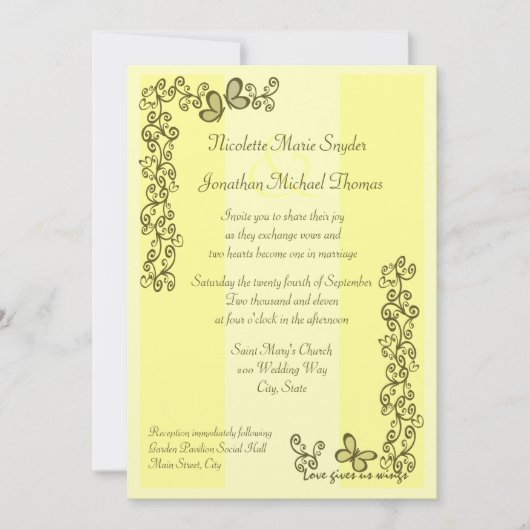 Invitation L'amour nous donne des ailes (Devant)