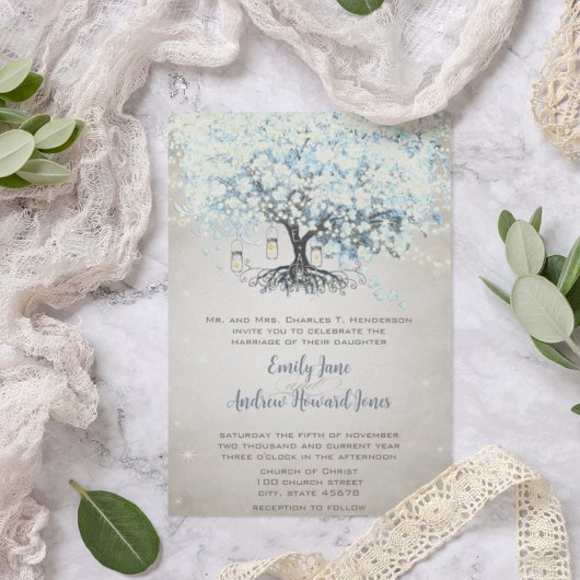 Invitation L'amour nous donne Fairy Tale Heart Leaf Tree Mari