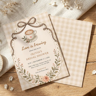 Invitation L'amour prépare un café Floral Vintage Personnalis