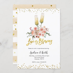 Invitation L'amour romantique de l'or brasse Couple Douche