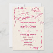 Invitation L'Amour Rose Bow Dans La Fête des mariées Air Vale (Devant)