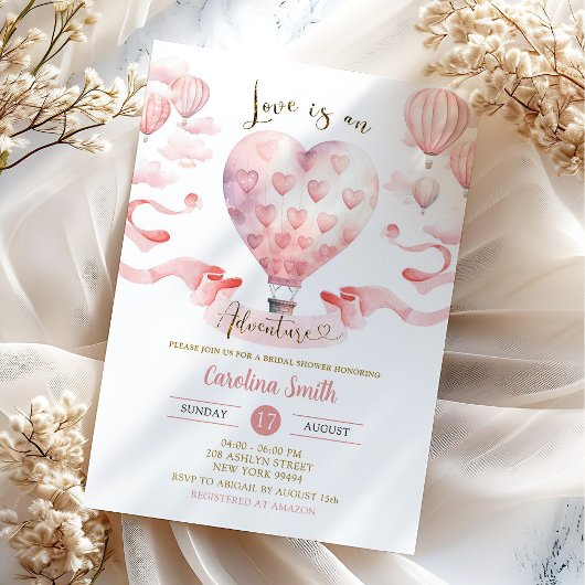 Invitation L'amour rose est une aventure Air Balloon Shower