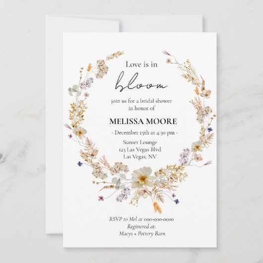 Invitation L'Amour Rustique Boho D'Hiver Est En Fête des mari (Devant)